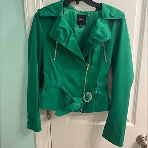 Express Emerald Green Moto Belted Jacket
